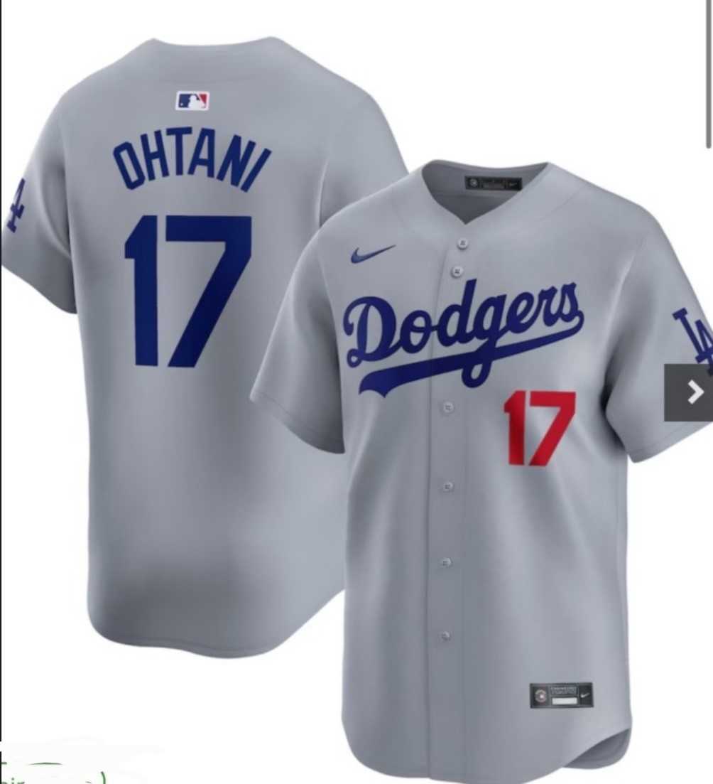 Mens Los Angeles Dodgers #17 Shohei Ohtani Gray Cool Base Stitched Baseball Jersey
